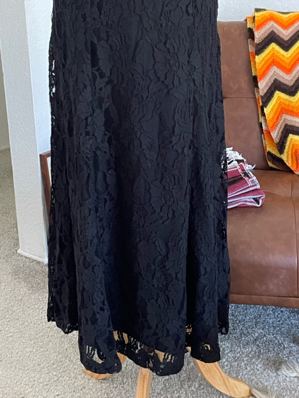 SOLD Vintage 1990s Spiegel Whimsigoth Boho Witchy Vampy Lace Maxi Skirt - Picture 7 of 8